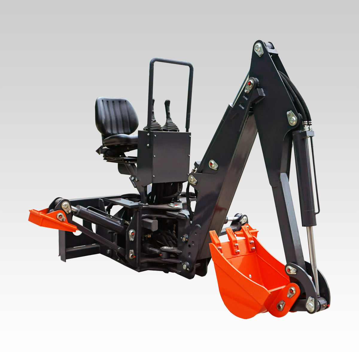 HCN Skid Steer Backhoe Digger Attachment, Dual Hydraulic Cylinder Swing, Foldable Stabilizers, Heavy-Duty Teeth, Multiple Bucket Options for Excavation