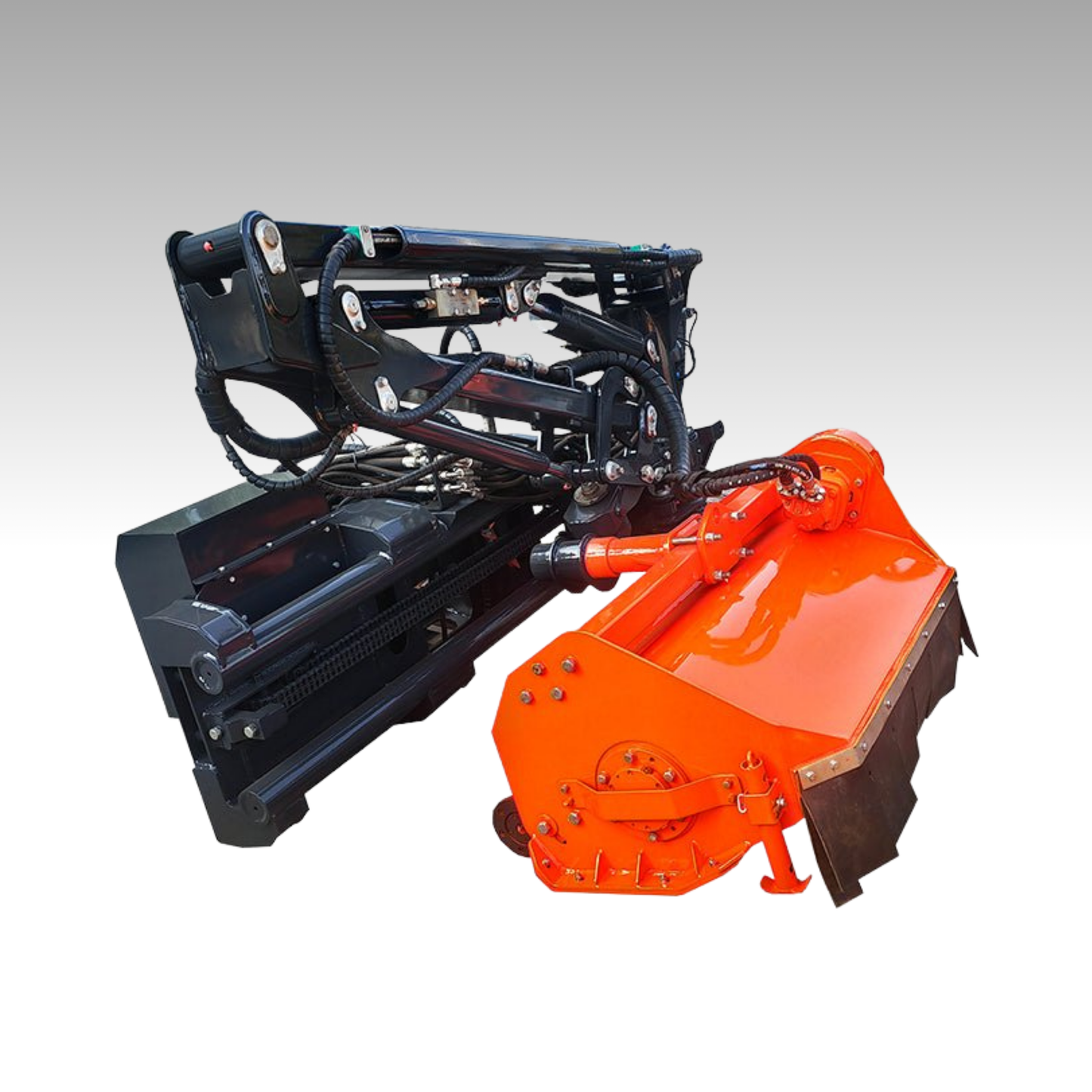 HCN Skid Steer 78" Boom Mower, 5 Mower Head Options, Multi-joint, 30° Deflection, 15 ft. Arm, Maintenance-free lubrication