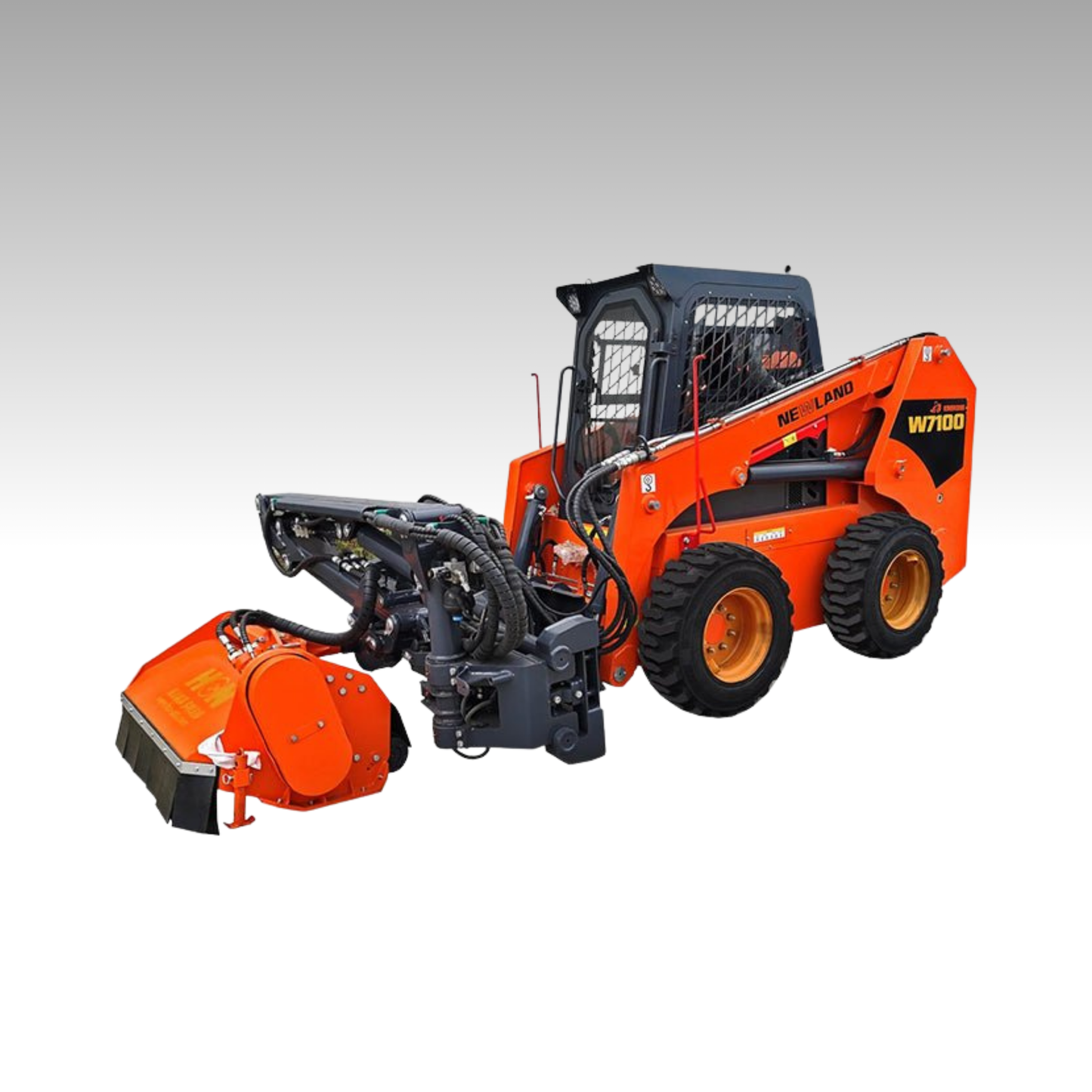 HCN Skid Steer 78" Boom Mower, 5 Mower Head Options, Multi-joint, 30° Deflection, 15 ft. Arm, Maintenance-free lubrication