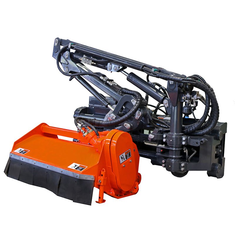 HCN Skid Steer 78" Boom Mower, 5 Mower Head Options, Multi-joint, 30° Deflection, 15 ft. Arm, Maintenance-free lubrication