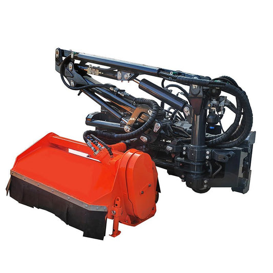 HCN Skid Steer 78" Boom Mower, 5 Mower Head Options, Multi-joint, 30° Deflection, 15 ft. Arm, Maintenance-free lubrication