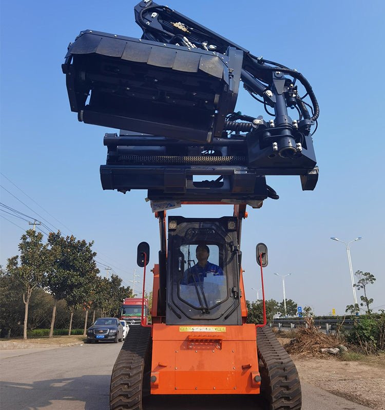 HCN Skid Steer 78" Boom Mower, 5 Mower Head Options, Multi-joint, 30° Deflection, 15 ft. Arm, Maintenance-free lubrication