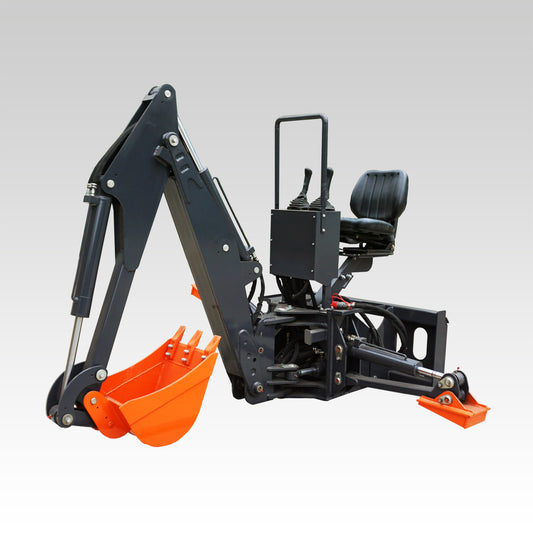 HCN Skid Steer Backhoe Digger Attachment, Dual Hydraulic Cylinder Swing, Foldable Stabilizers, Heavy-Duty Teeth, Multiple Bucket Options for Excavation
