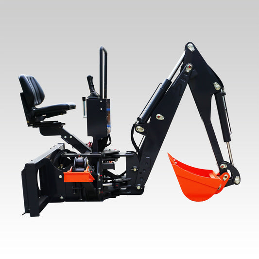 HCN Skid Steer Backhoe Digger Attachment, Dual Hydraulic Cylinder Swing, Foldable Stabilizers, Heavy-Duty Teeth, Multiple Bucket Options for Excavation