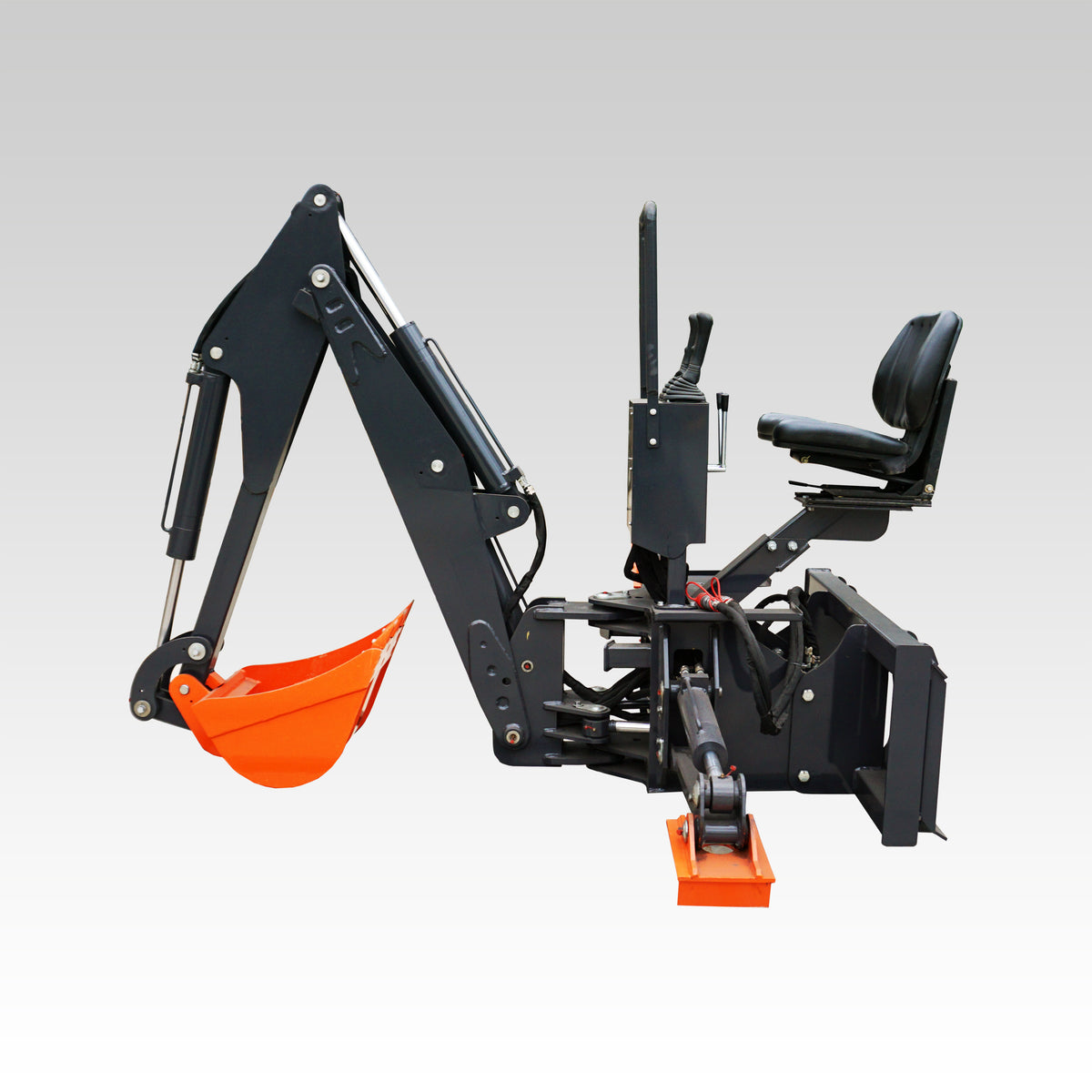 HCN Skid Steer Backhoe Digger Attachment, Dual Hydraulic Cylinder Swing, Foldable Stabilizers, Heavy-Duty Teeth, Multiple Bucket Options for Excavation
