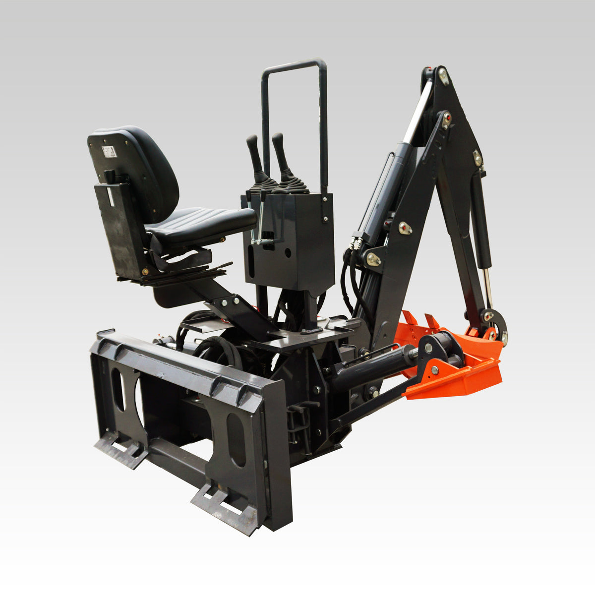 HCN Skid Steer Backhoe Digger Attachment, Dual Hydraulic Cylinder Swing, Foldable Stabilizers, Heavy-Duty Teeth, Multiple Bucket Options for Excavation