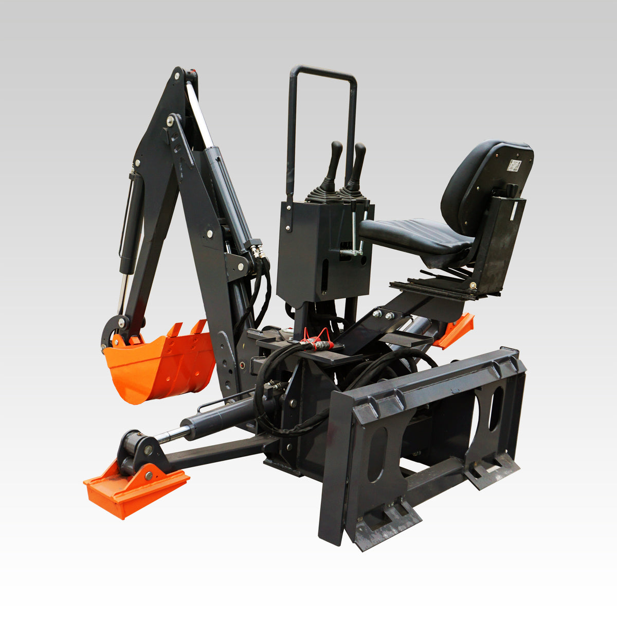 HCN Skid Steer Backhoe Digger Attachment, Dual Hydraulic Cylinder Swing, Foldable Stabilizers, Heavy-Duty Teeth, Multiple Bucket Options for Excavation