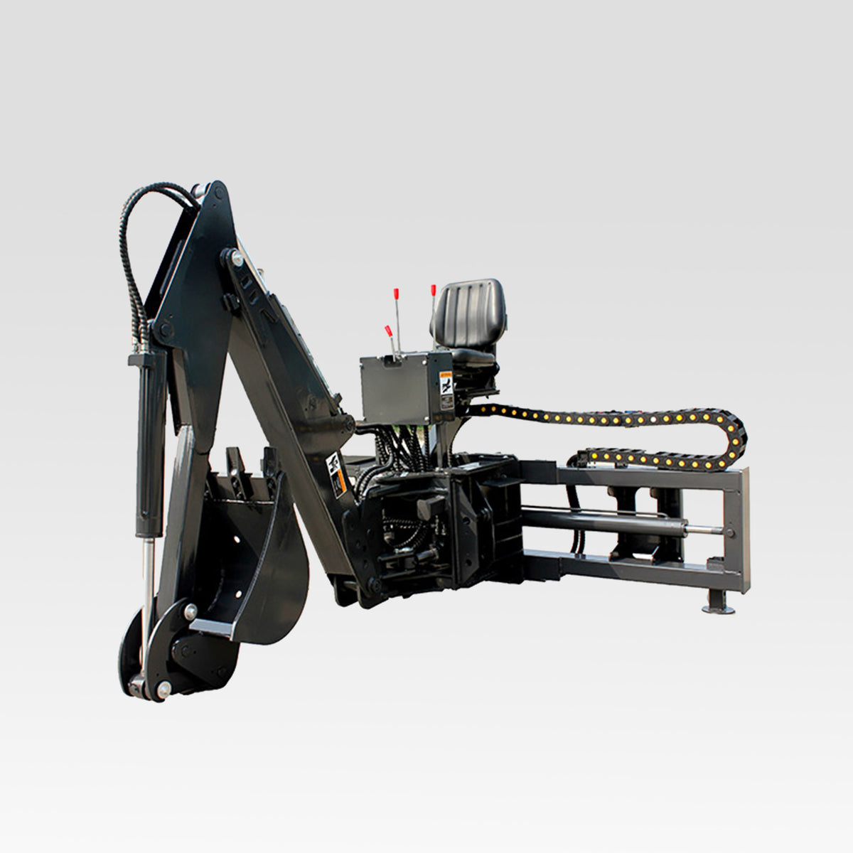 HCN Skid Steer Backhoe Digger Attachment, Dual Hydraulic Cylinder Swing, Foldable Stabilizers, Heavy-Duty Teeth, Multiple Bucket Options for Excavation