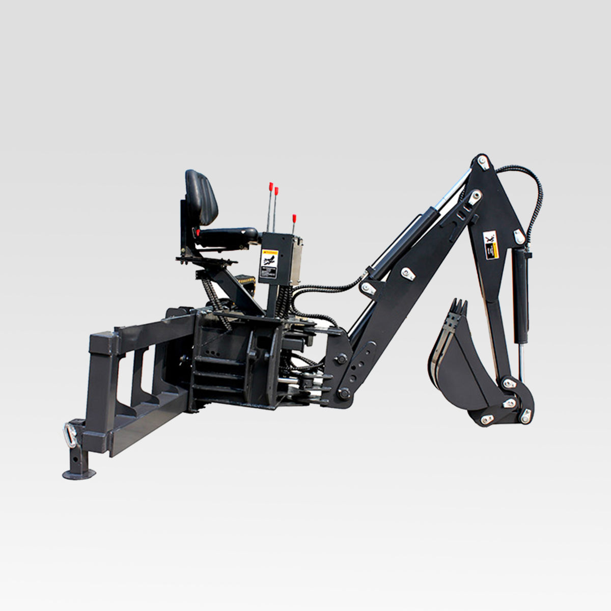 HCN Skid Steer Backhoe Digger Attachment, Dual Hydraulic Cylinder Swing, Foldable Stabilizers, Heavy-Duty Teeth, Multiple Bucket Options for Excavation