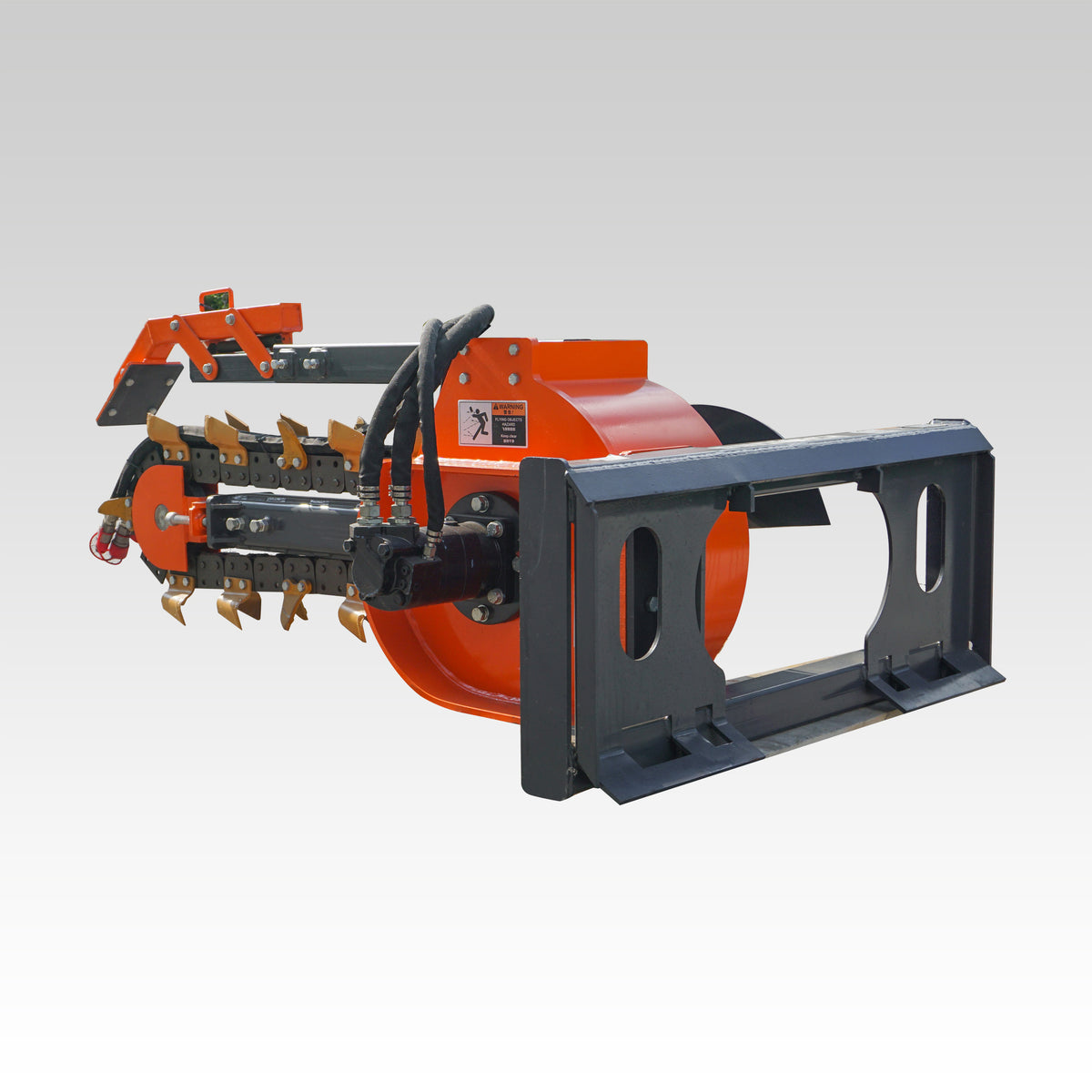HCN Skid Steer Trencher, Side Discharge Auger, Hydraulic or Manual Side-Shift, Tungsten Teeth