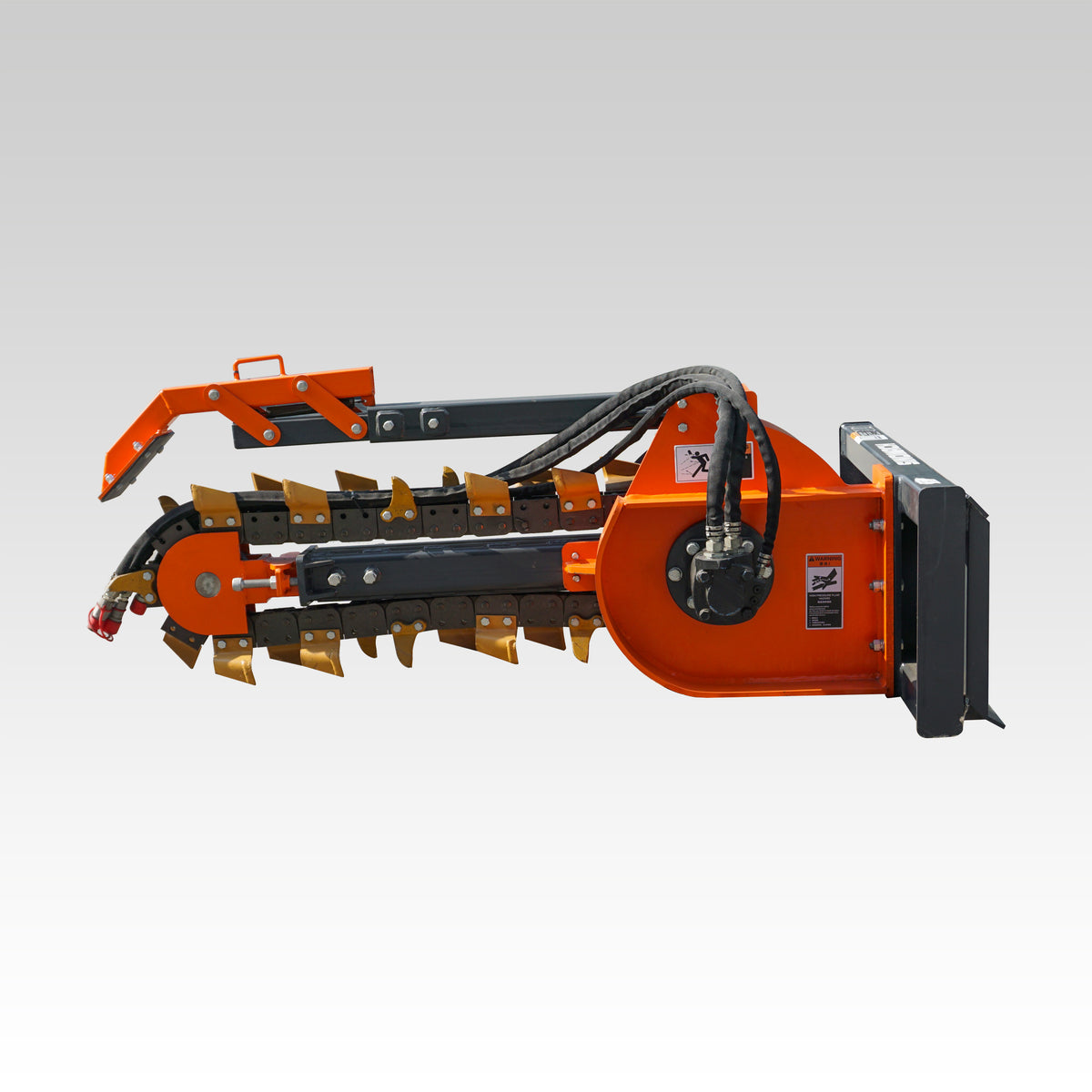HCN Skid Steer Trencher, Side Discharge Auger, Hydraulic or Manual Side-Shift, Tungsten Teeth