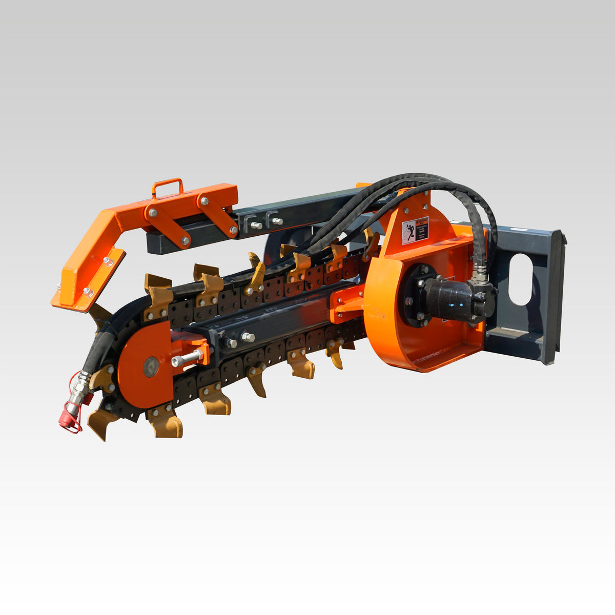 HCN Skid Steer Trencher, Side Discharge Auger, Hydraulic or Manual Side-Shift, Tungsten Teeth