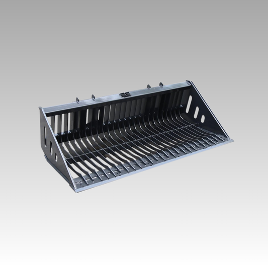 HCN Skid Steer Skeleton Rock Bucket, 2.36" Tine Spacing, reinforced tines