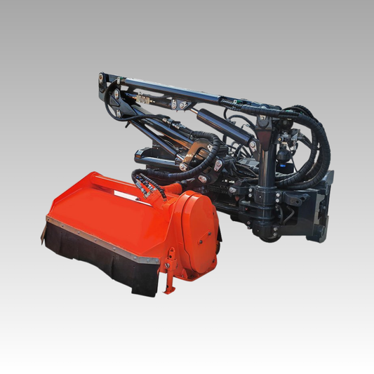 HCN Skid Steer 78" Boom Mower, 5 Mower Head Options, Multi-joint, 30° Deflection, 15 ft. Arm, Maintenance-free lubrication